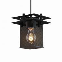 Justice Design Group MSH-8165-15-MBLK-BKCD - Metropolis 1-Light Small Pendant - Square Frame (2 Flat Bars)