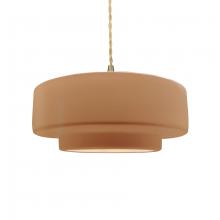 Justice Design Group CER-6543-ADOB-BRSS-BEIG-TWST - Medium Tier 1-Light Pendant