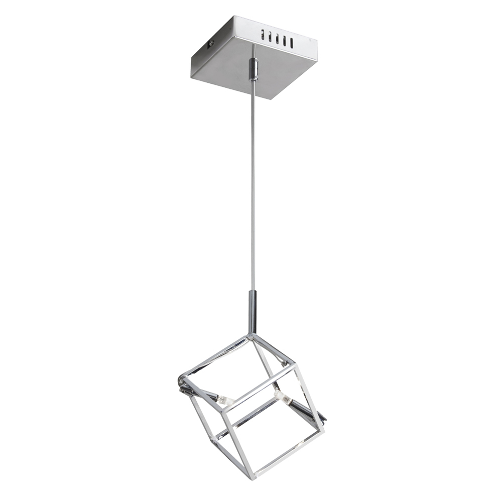 2LT Pendant, Cube Frame, Polished Chrome