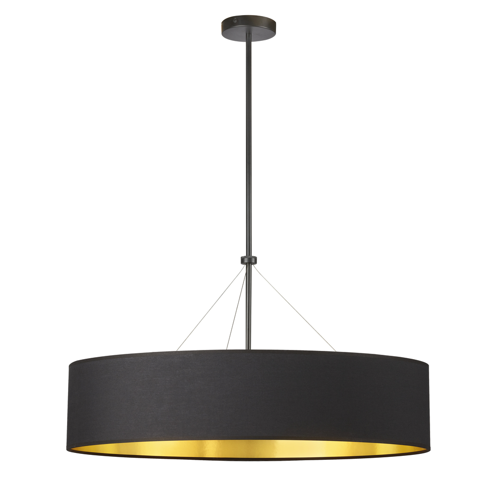 4LT Incand Chandelier, MB w/ BK/GLD Shade