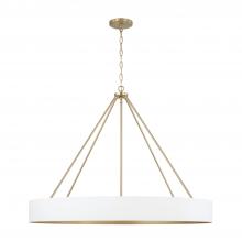 Capital Canada 453061RE - 6-Light Modern Circular Metal Chandelier in Matte White with Painted Matte Brass Interior