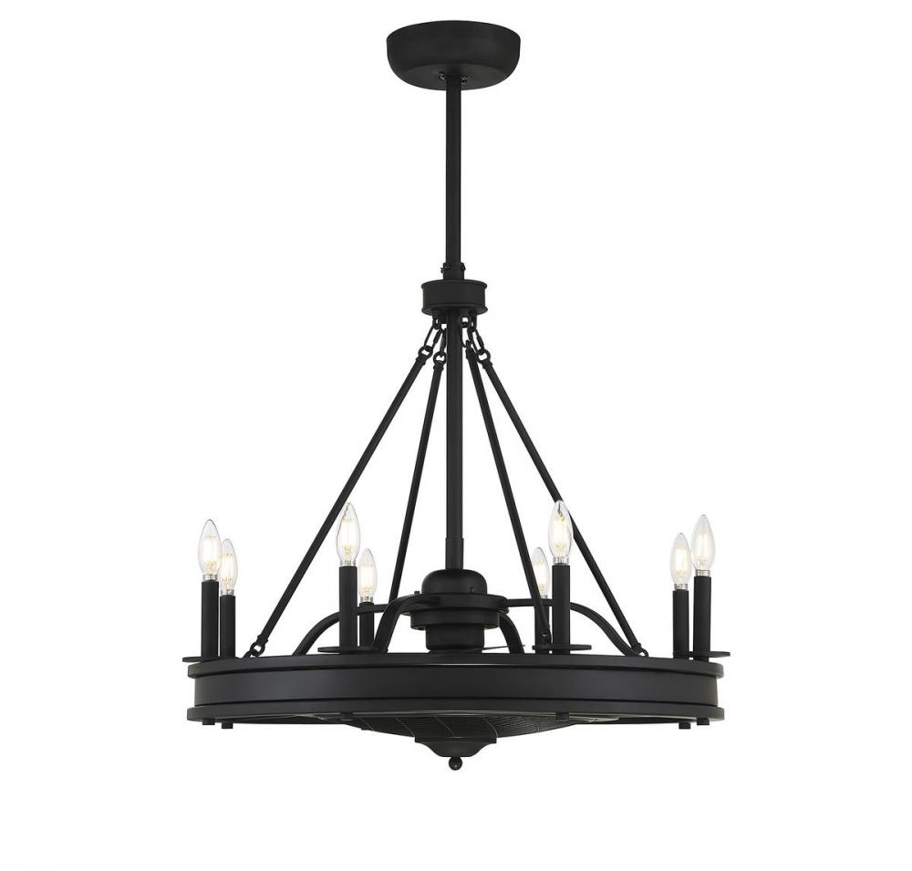 Lyon 8-Light Fan D&#39;Lier in Matte Black