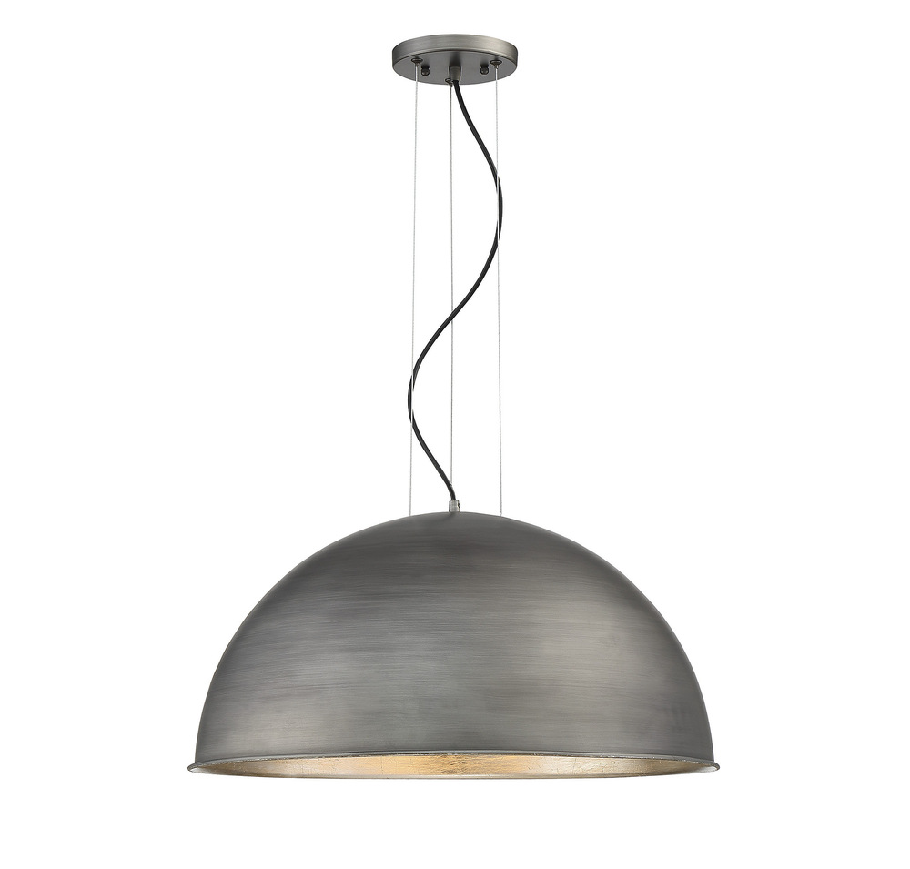 Sommerton 3-Light Pendant in Rubbed Zinc with Silver Leaf