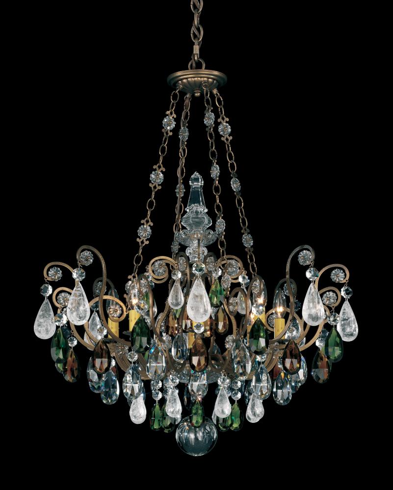 Renaissance Rock Crystal 8 Light 120V Pendant in Heirloom Bronze with Olivine & Smoke Quartz Cryst