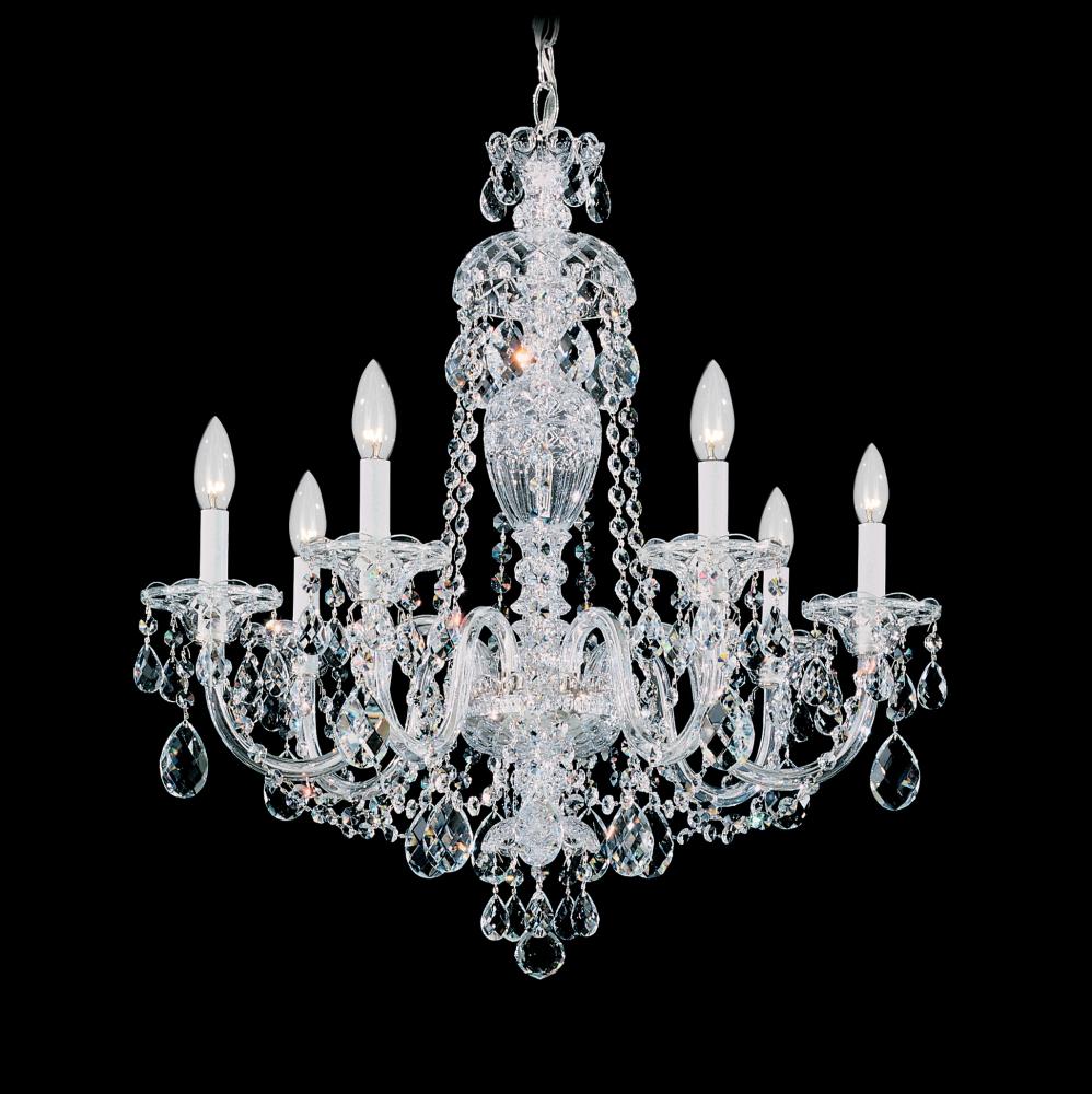 Sterling 7 Light 110V Chandelier in Silver with Clear Crystals From Swarovski®