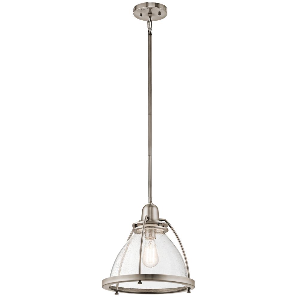 Silberne 13.25&#34; 1 Light Pendant with Clear Seeded Glass in Classic Pewter