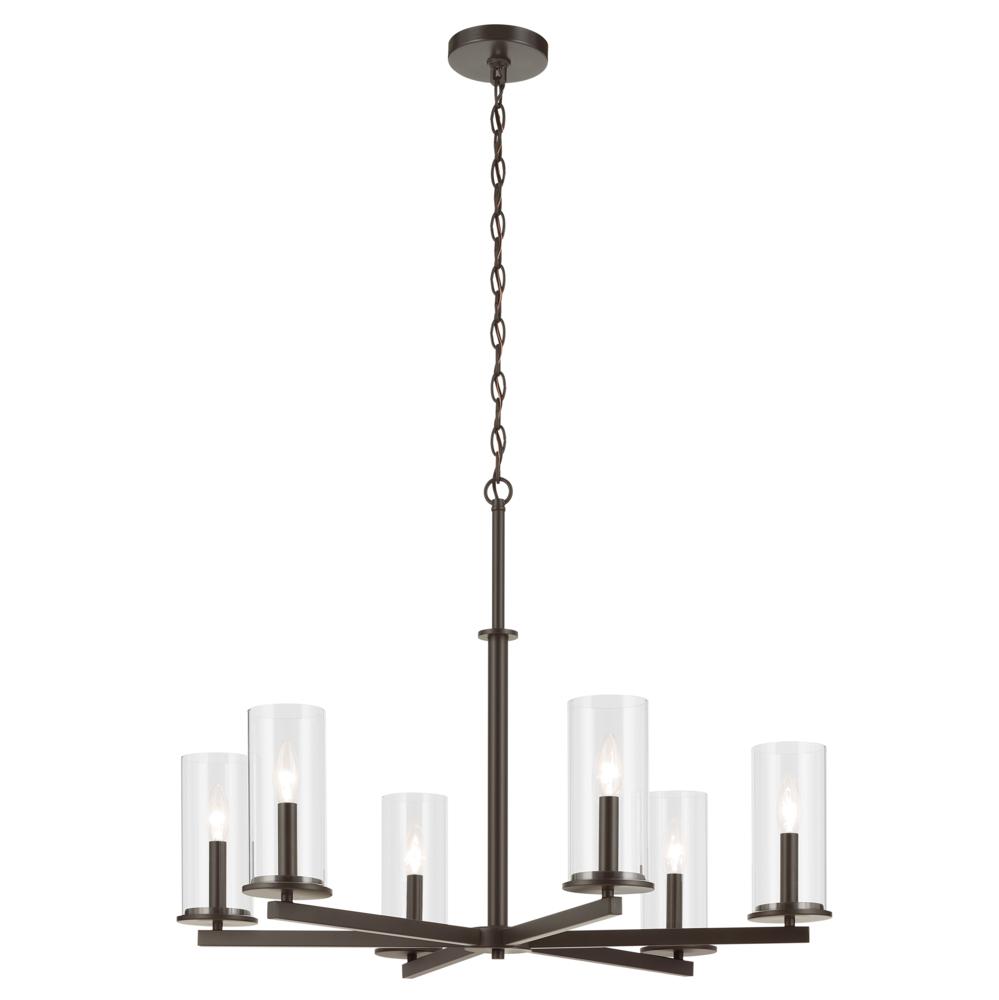 Crosby 21.75&#34; 6-Light Chandelier with Clear Glass in Olde Bronze