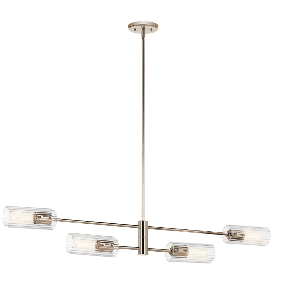 Velestino 47.50&#34; 4-Light Linear Chandelier in Polished Nickel