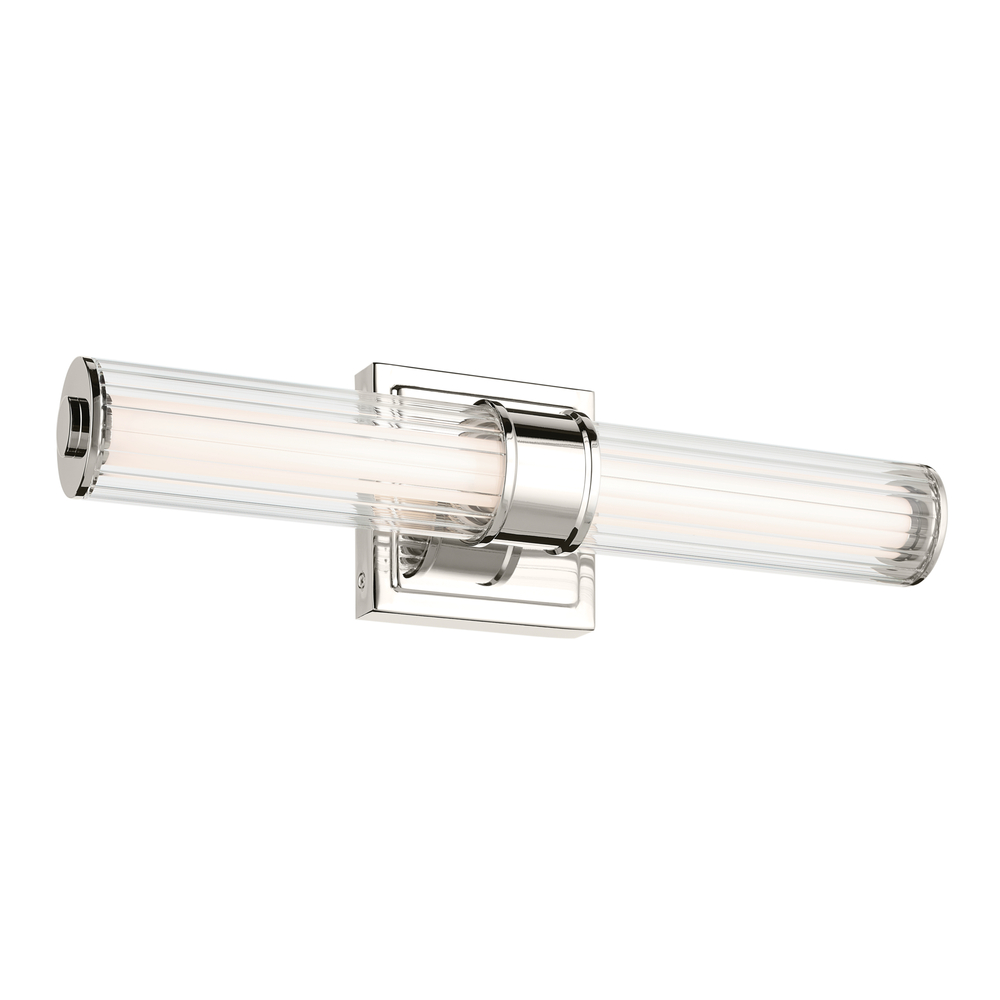 Laurene 18.5&#34; Linear Bath Bar Small LED with Clear Fluted Glass in Chrome