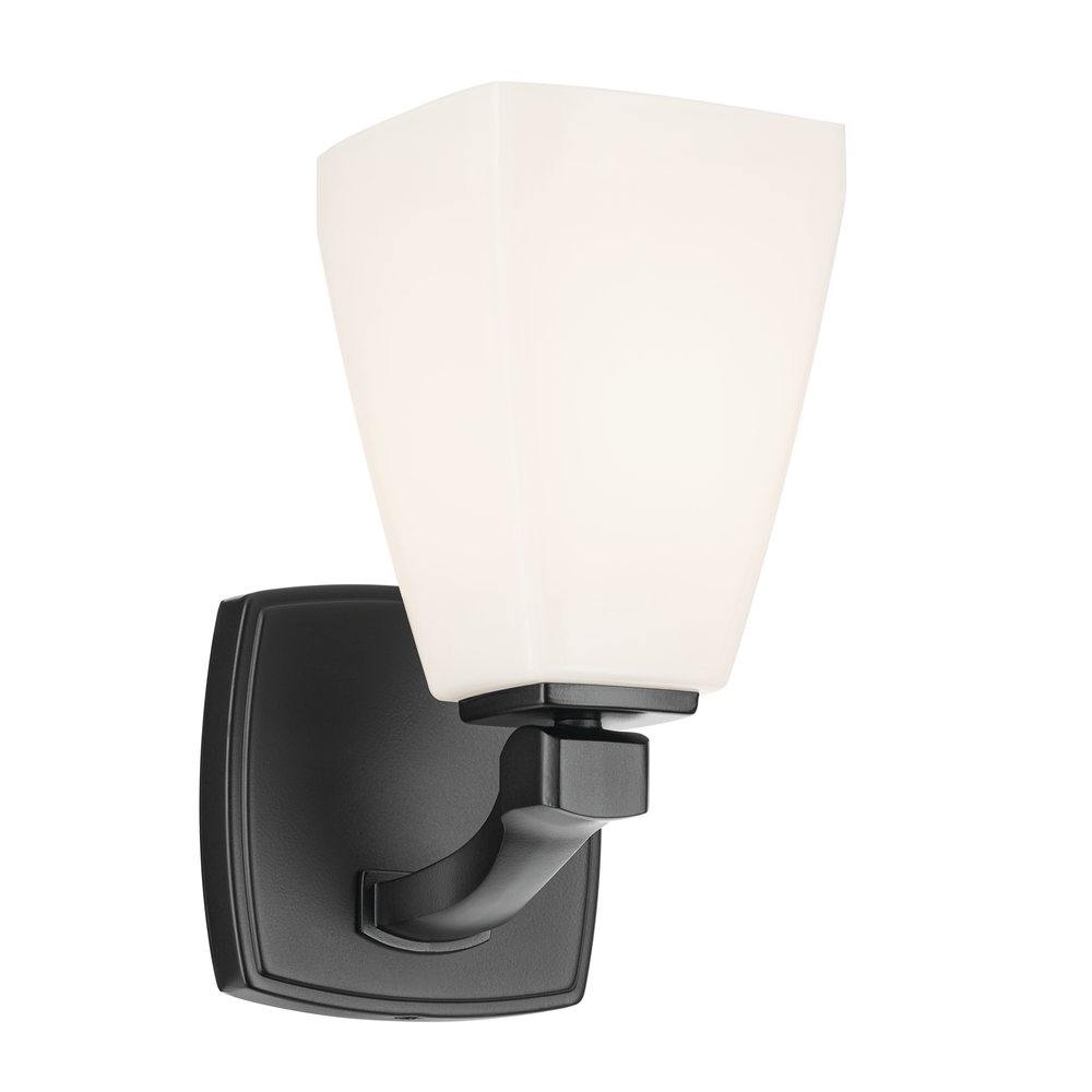 Marant 9.5&#34; 1-Light Wall Sconce with Opal Glass in Black