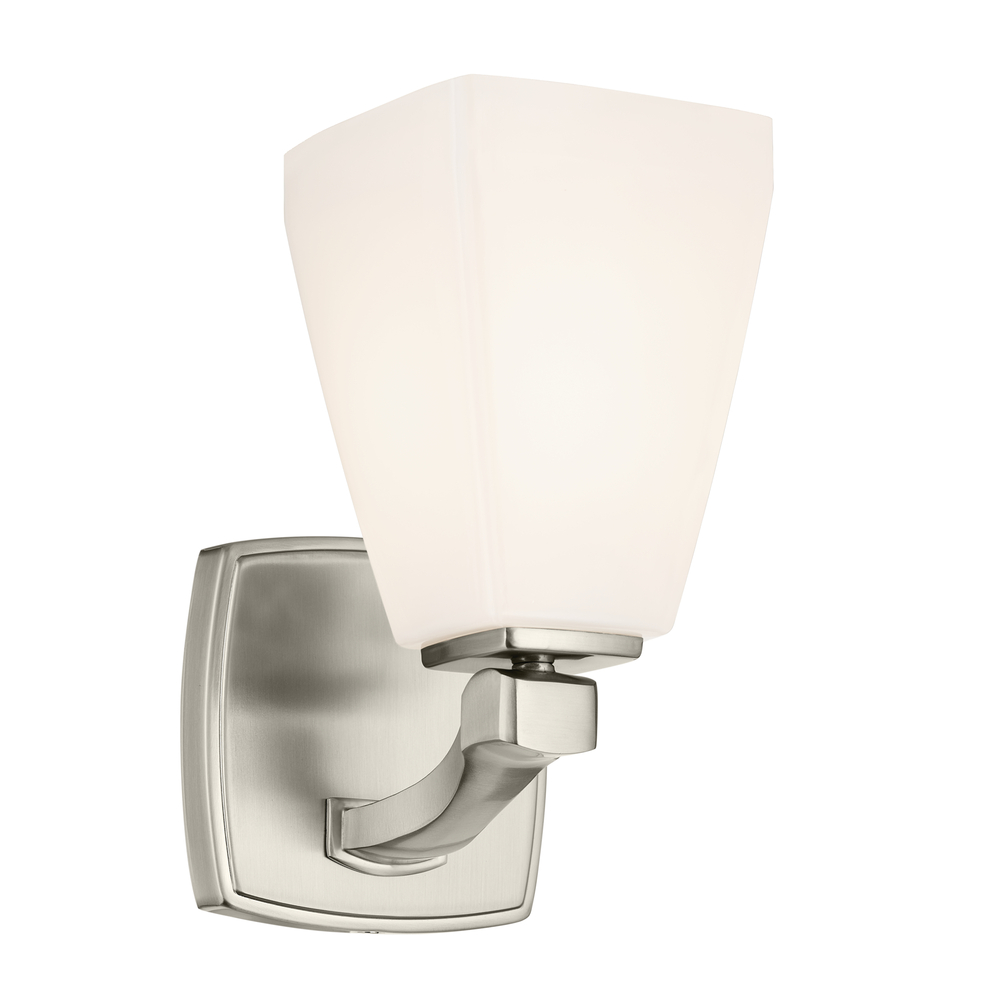 Marant 9.5&#34; 1-Light Wall Sconce with Opal Glass in Brushed Nickel