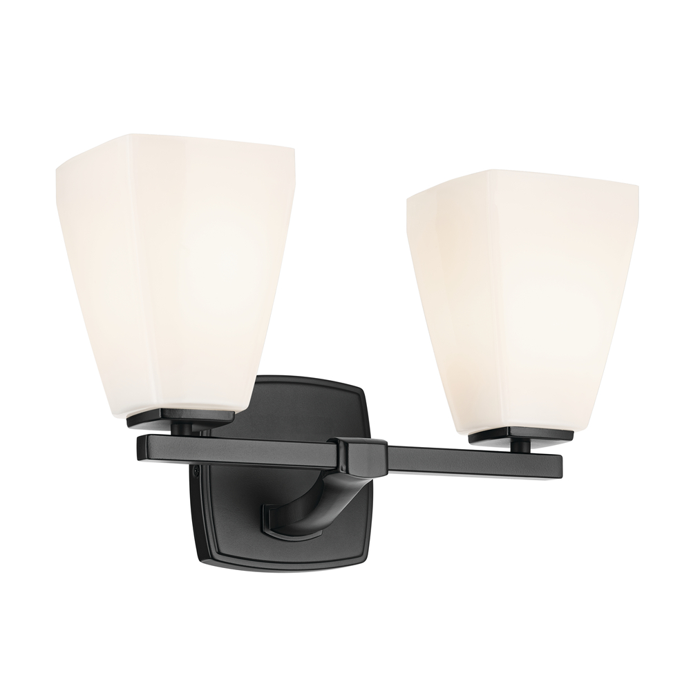 Marant 14.25&#34; 2-Light Vanity Light with Opal Glass in Black