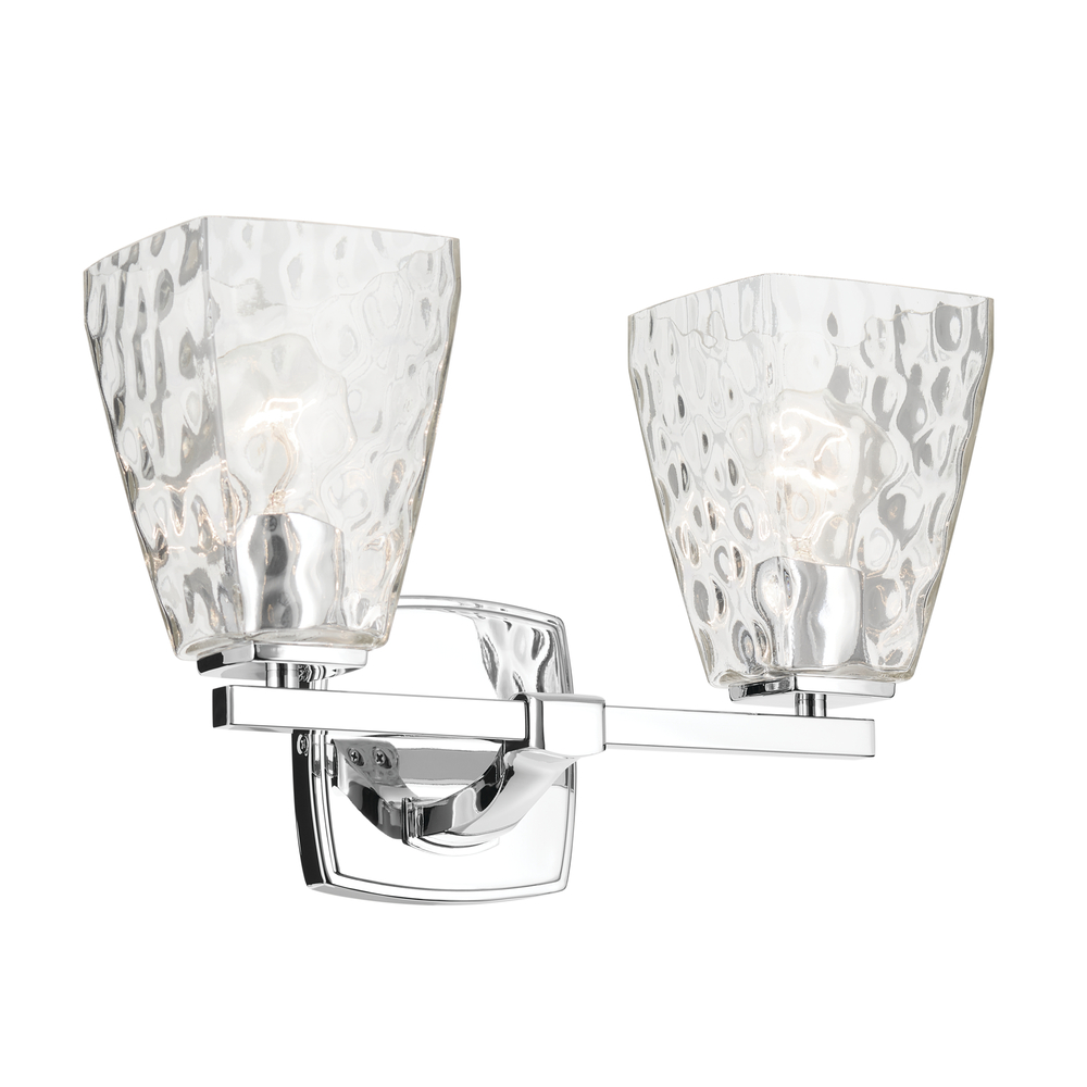 Marant 14.25&#34; 2-Light Vanity Light with Clear Water Glass in Chrome