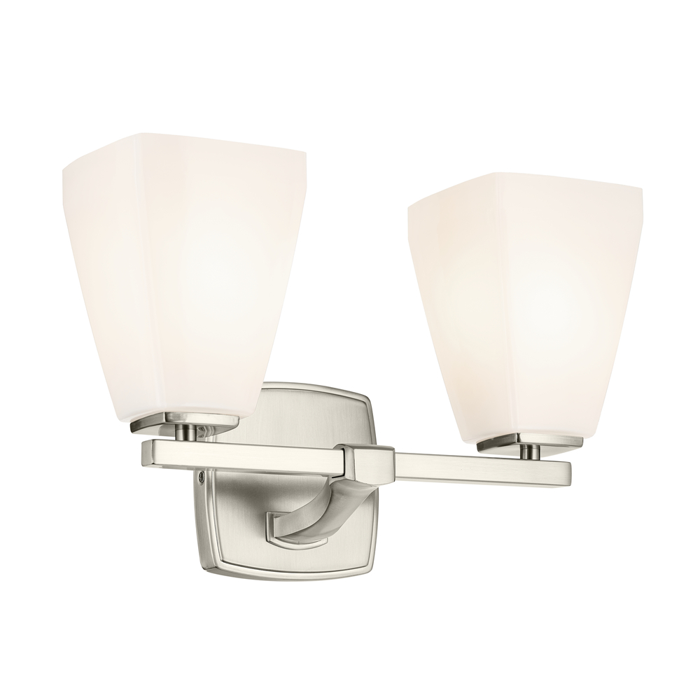 Marant 14.25&#34; 2-Light Vanity Light with Opal Glass in Brushed Nickel