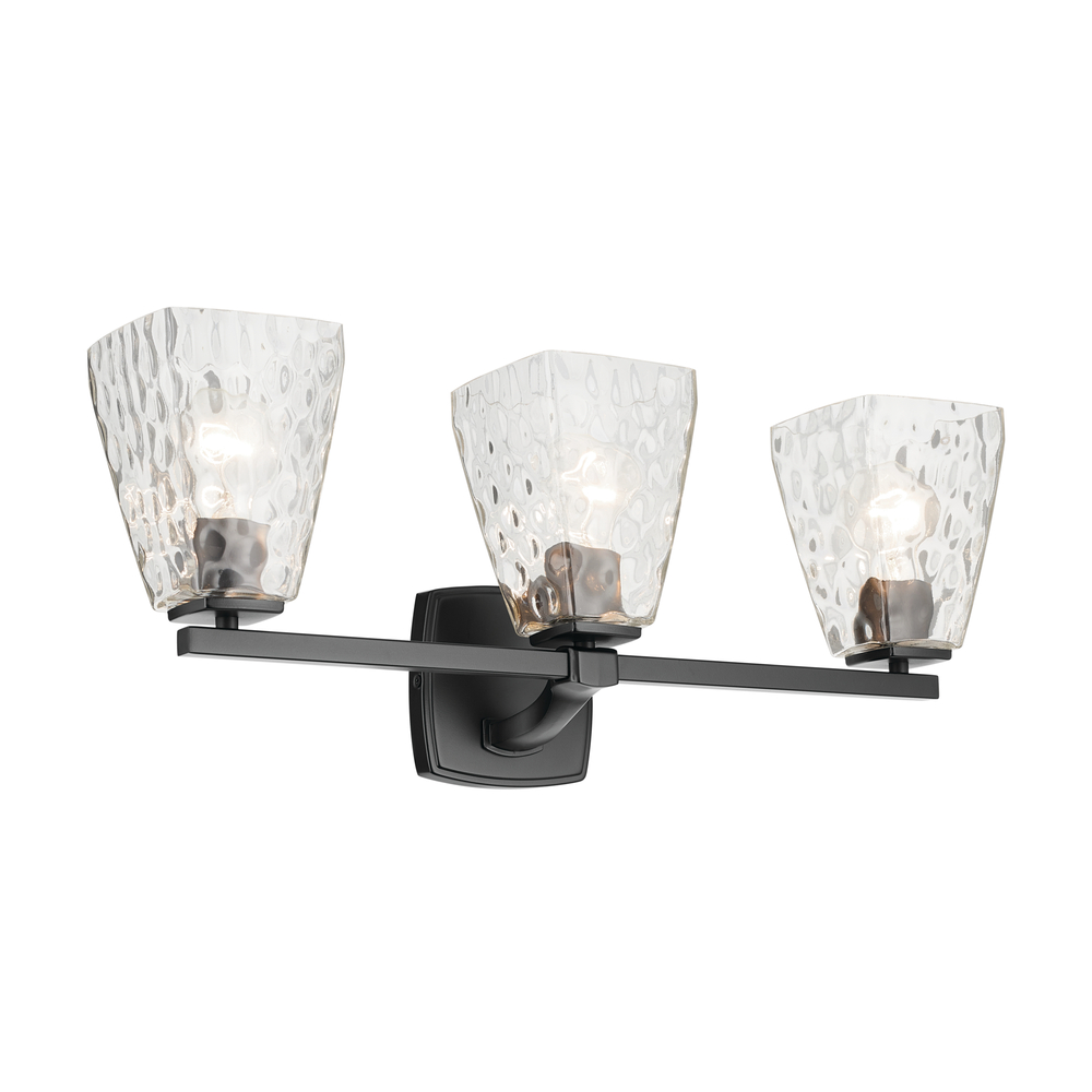 Marant 23.75&#34; 3-Light Vanity Light with Clear Water Glass in Black