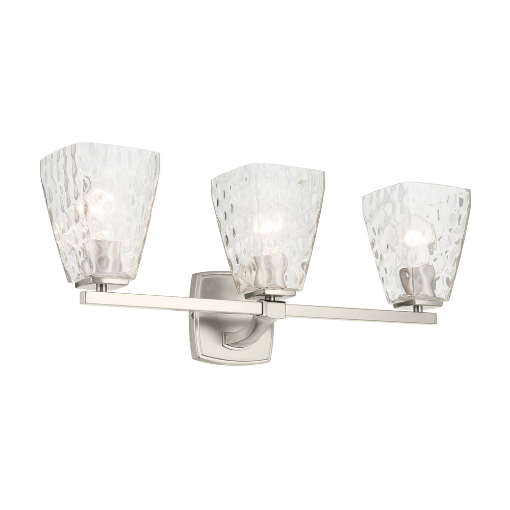 Marant 23.75&#34; 3-Light Vanity Light with Clear Water Glass in Brushed Nickel