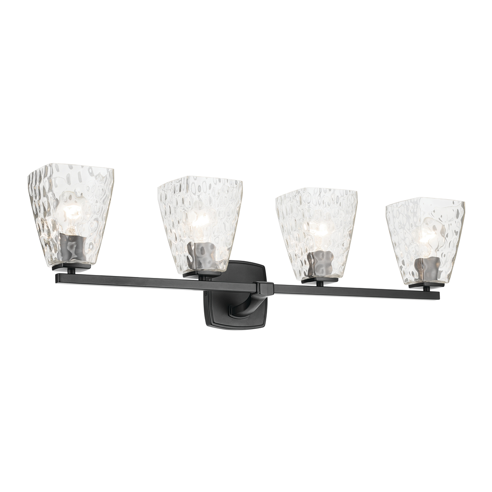 Marant 33.25&#34; 4-Light Vanity Light with Clear Water Glass in Black