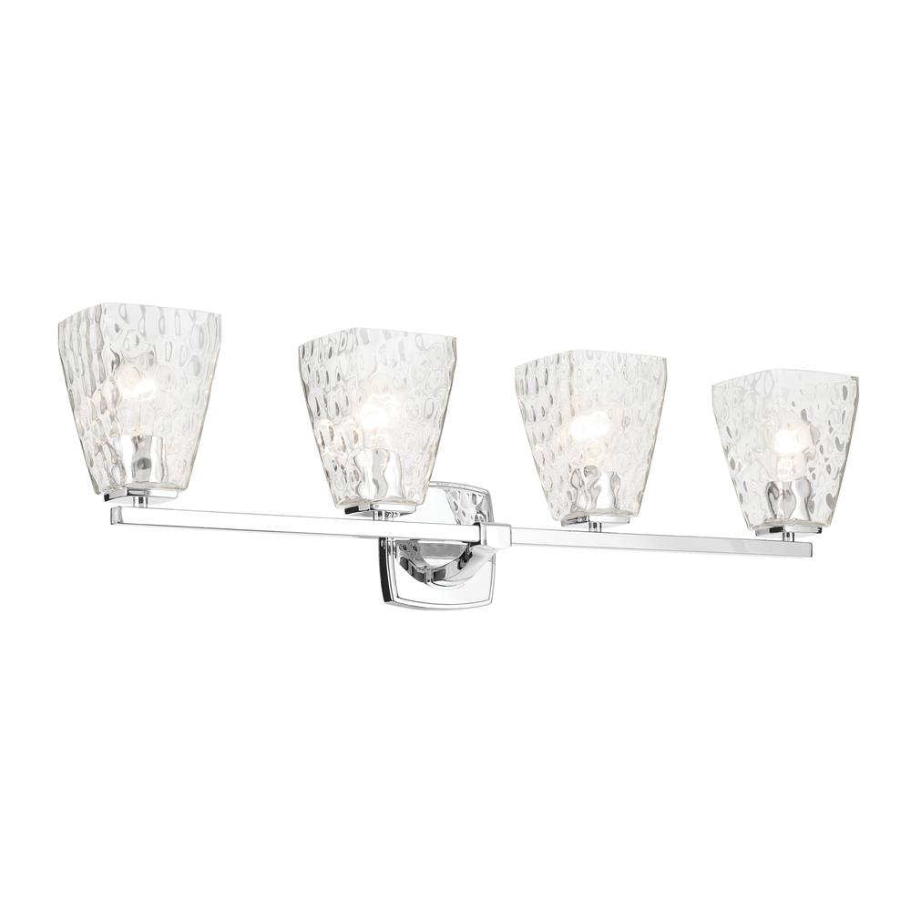 Marant 33.25&#34; 4-Light Vanity Light with Clear Water Glass in Chrome