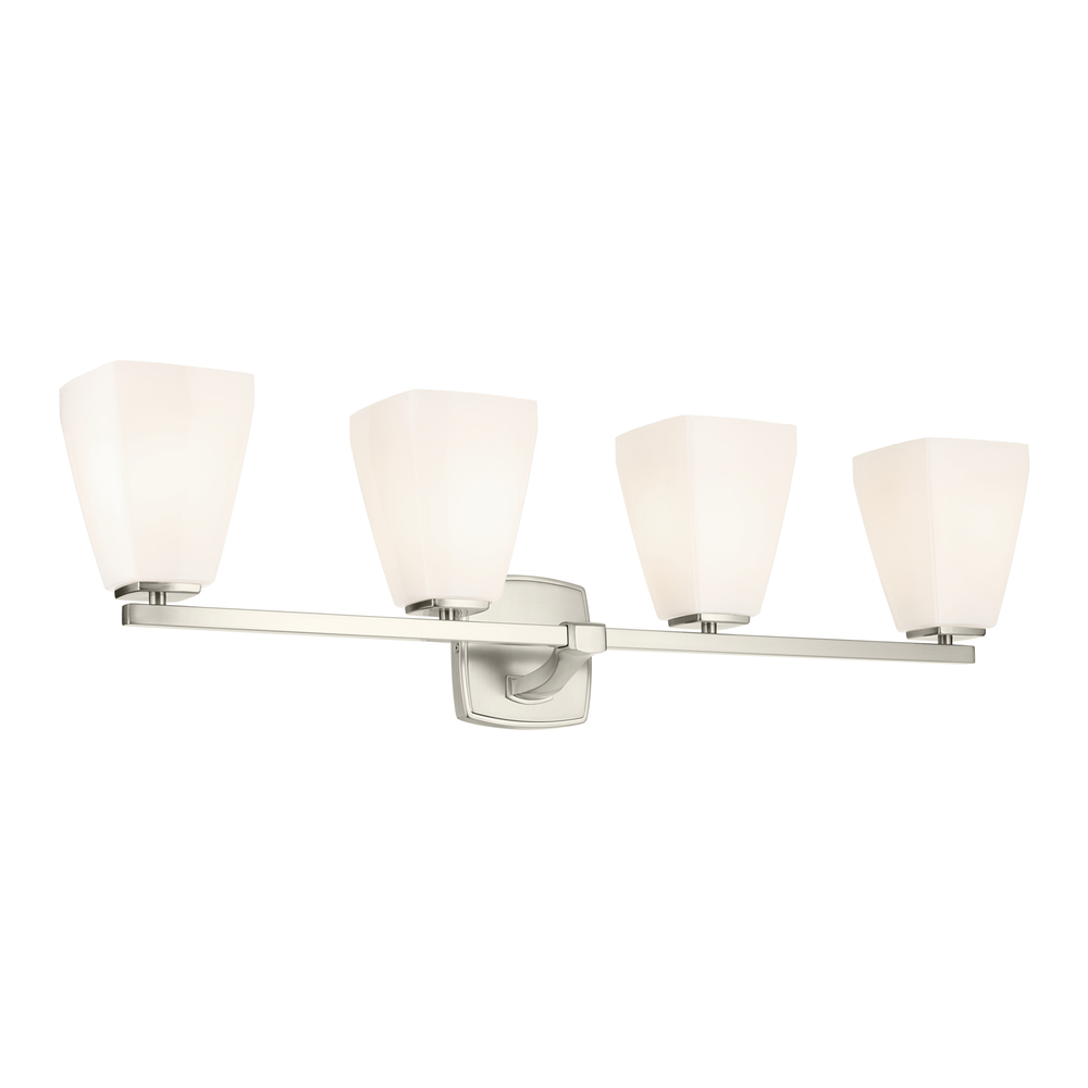 Marant 33.25&#34; 4-Light Vanity Light with Opal Glass in Brushed Nickel