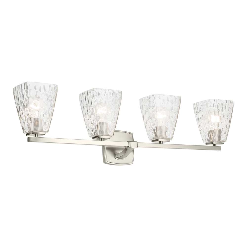 Marant 33.25&#34; 4-Light Vanity Light with Clear Water Glass in Brushed Nickel