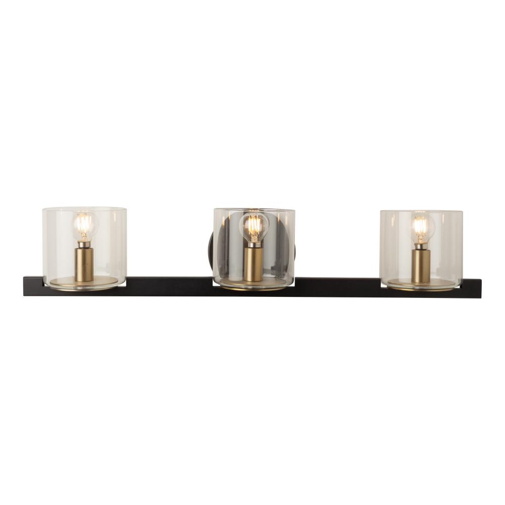 Salinas Collection 3-Light Vanity Light, Black and Brass