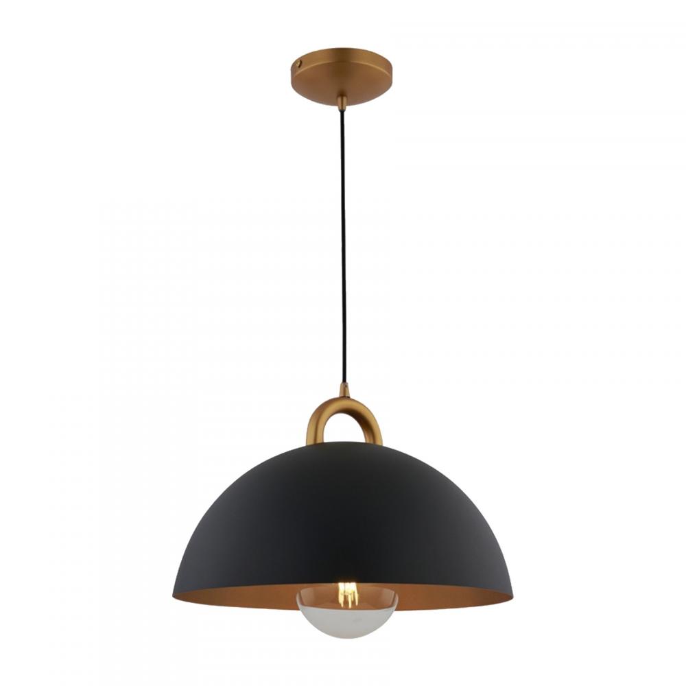 Pantheon-1-Light Pendant-15.75&#34;-Black/Rust Brass