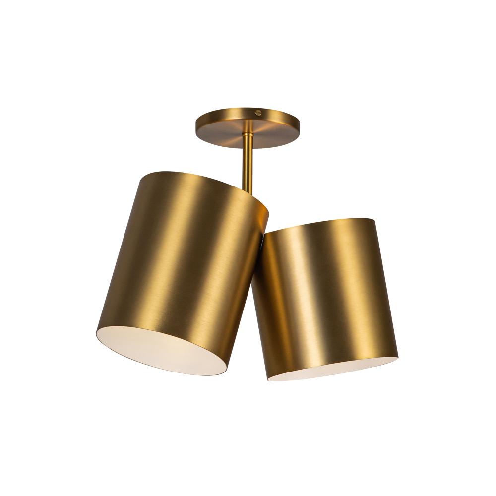 Keiko 14-in Brushed Gold 2 Lights Semi-Flush