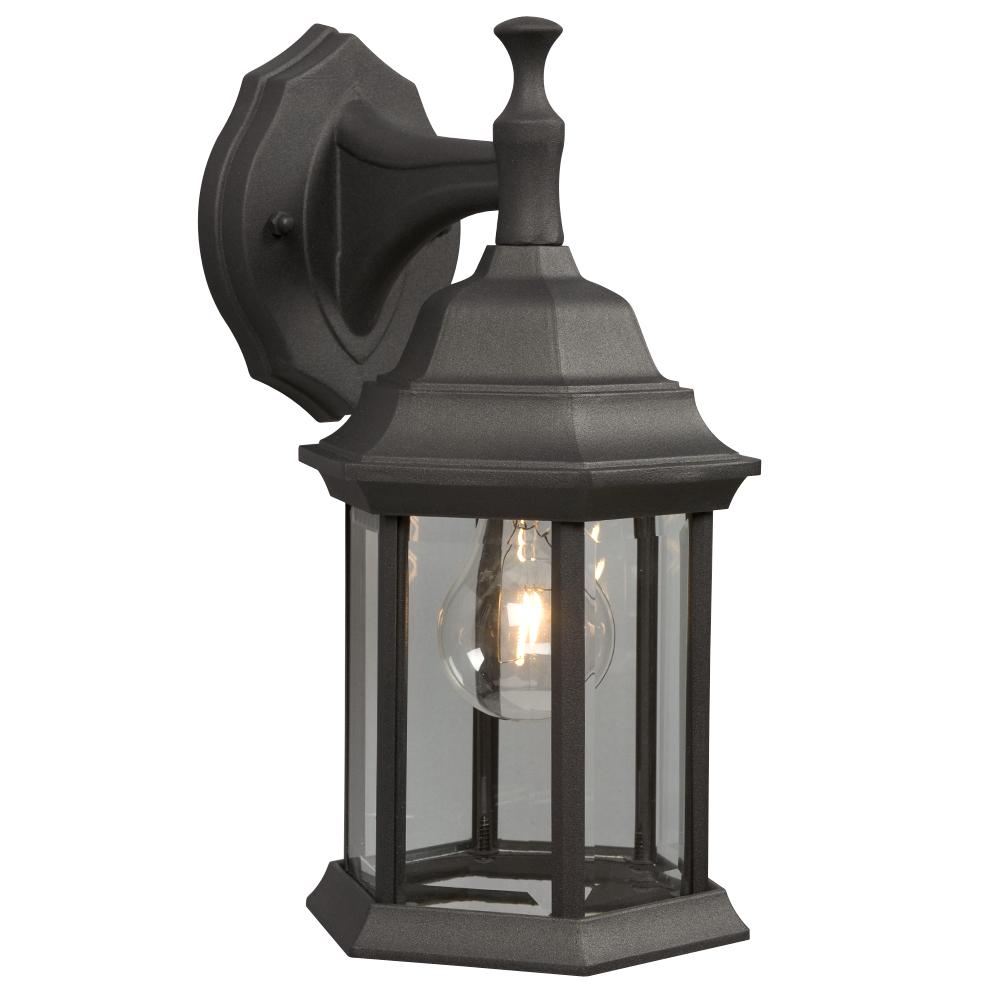 Outdoor Cast Aluminum Lantern - Black w/ Clear Beveled Glass