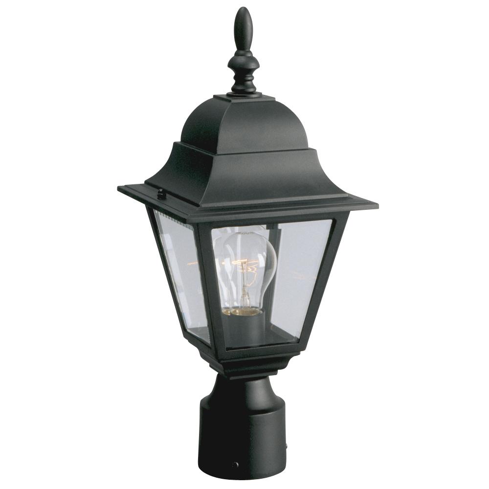 Outdoor Cast Aluminum Post Lantern - Black w/ Clear Beveled Glass