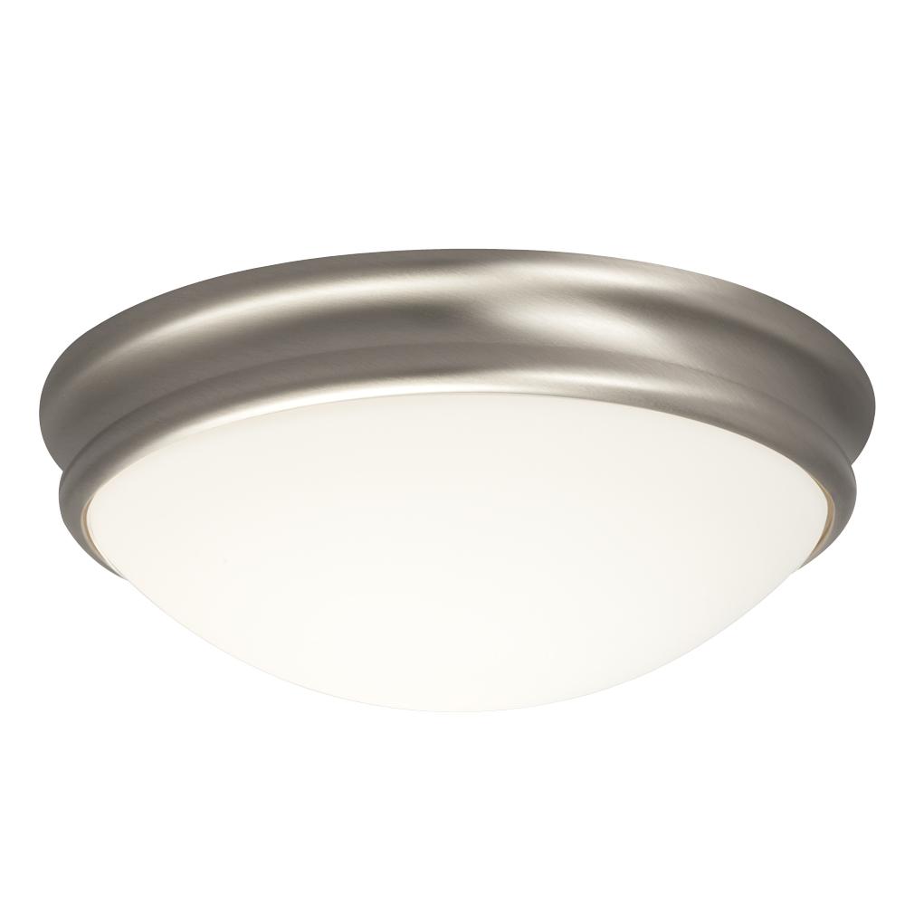 Flush Mount - Brushed Nickel with White Glass