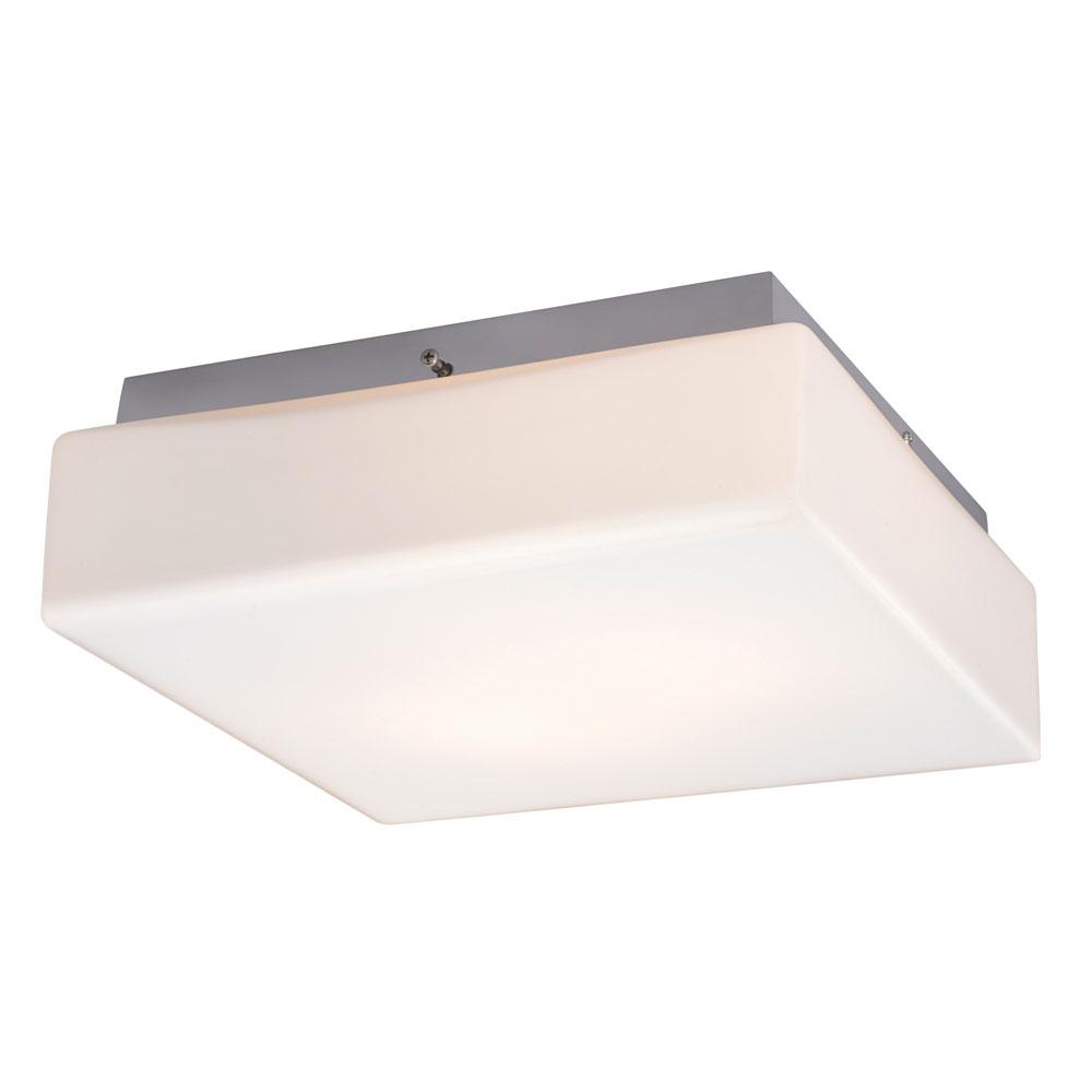 LED Flush Mount Ceiling Light - in Polished Chrome finish with Satin White Glass