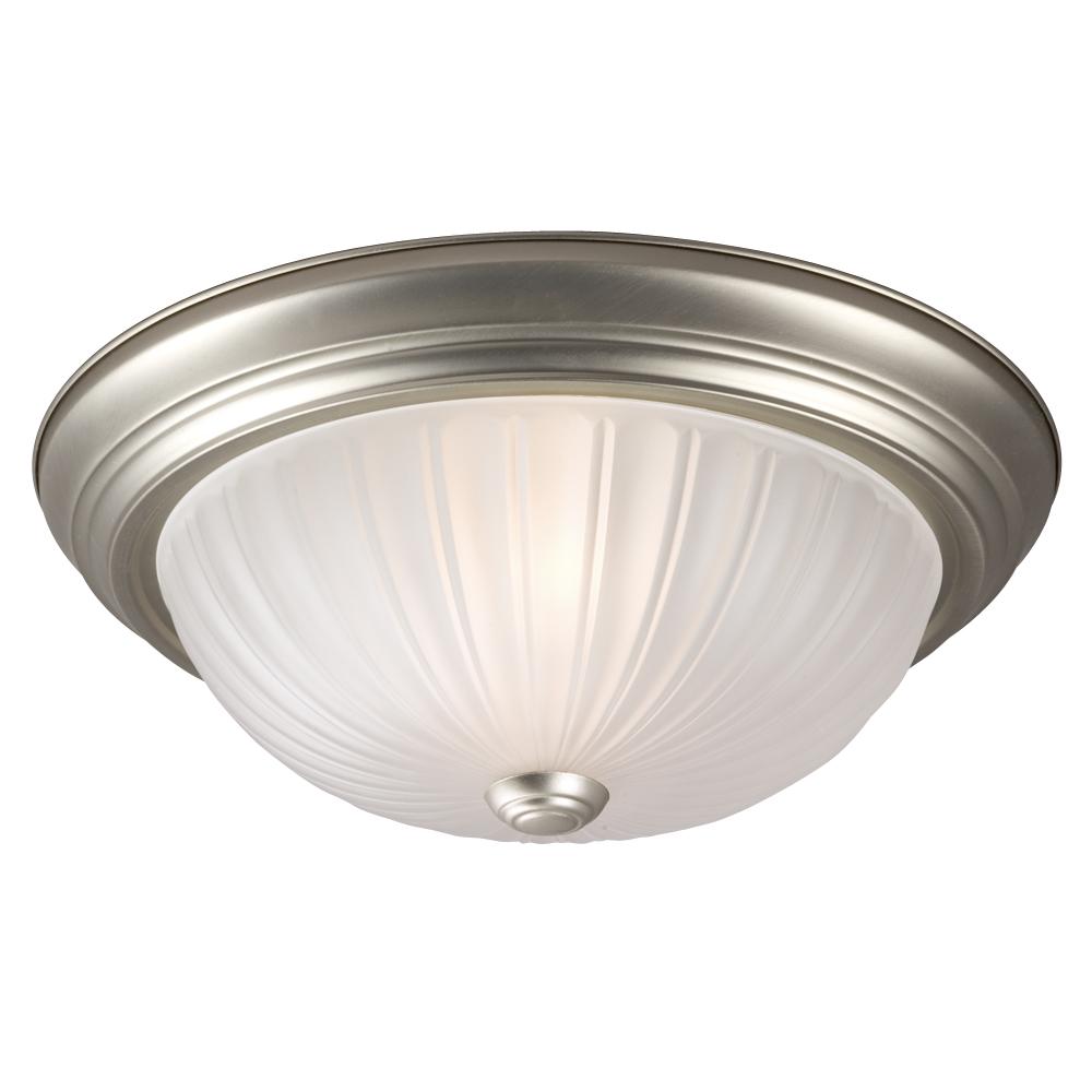 Flush Mount - Pewter w/ Frosted Melon Glass