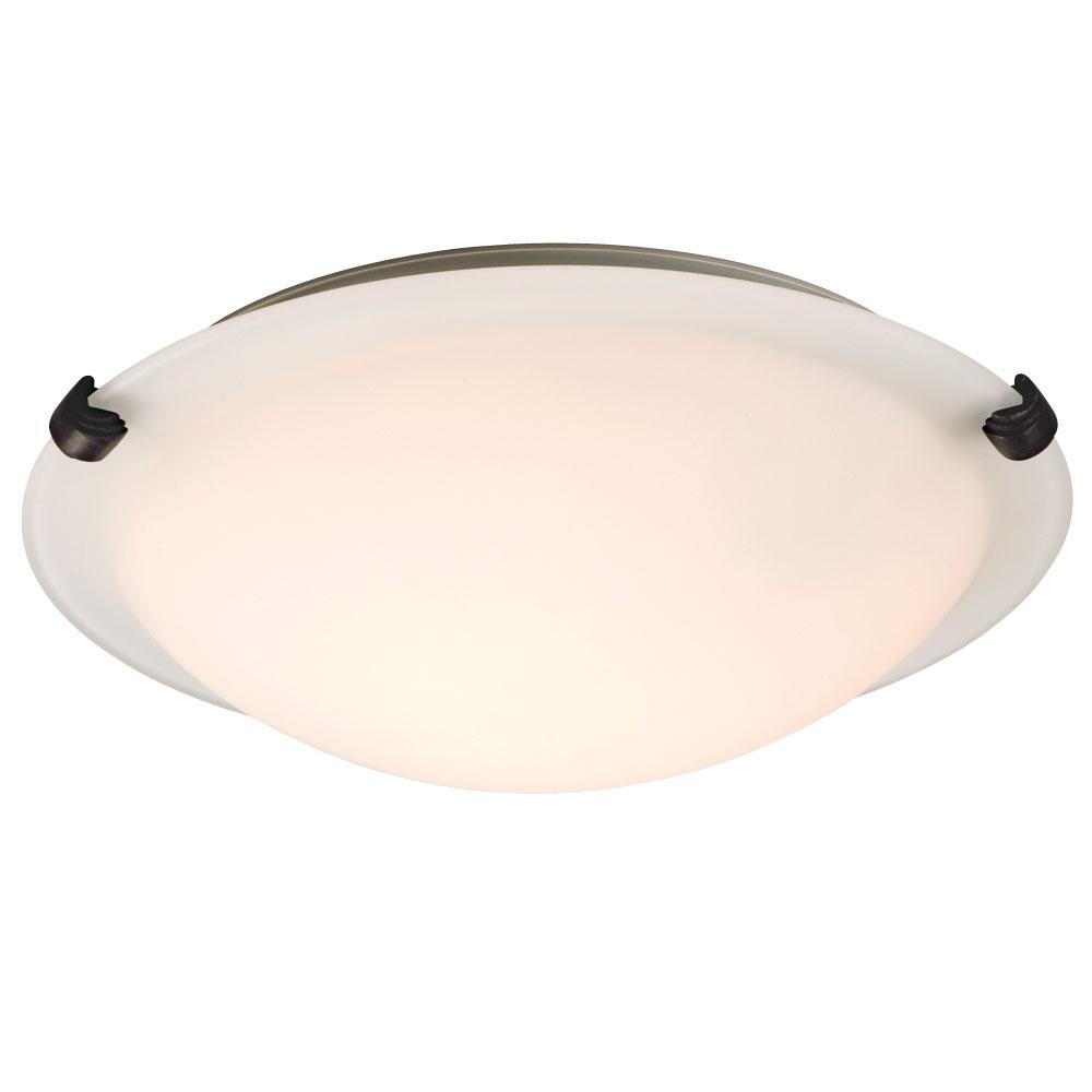 LED Flush Mount Ceiling Light - in Oil Rubbed Bronze finish with White Glass