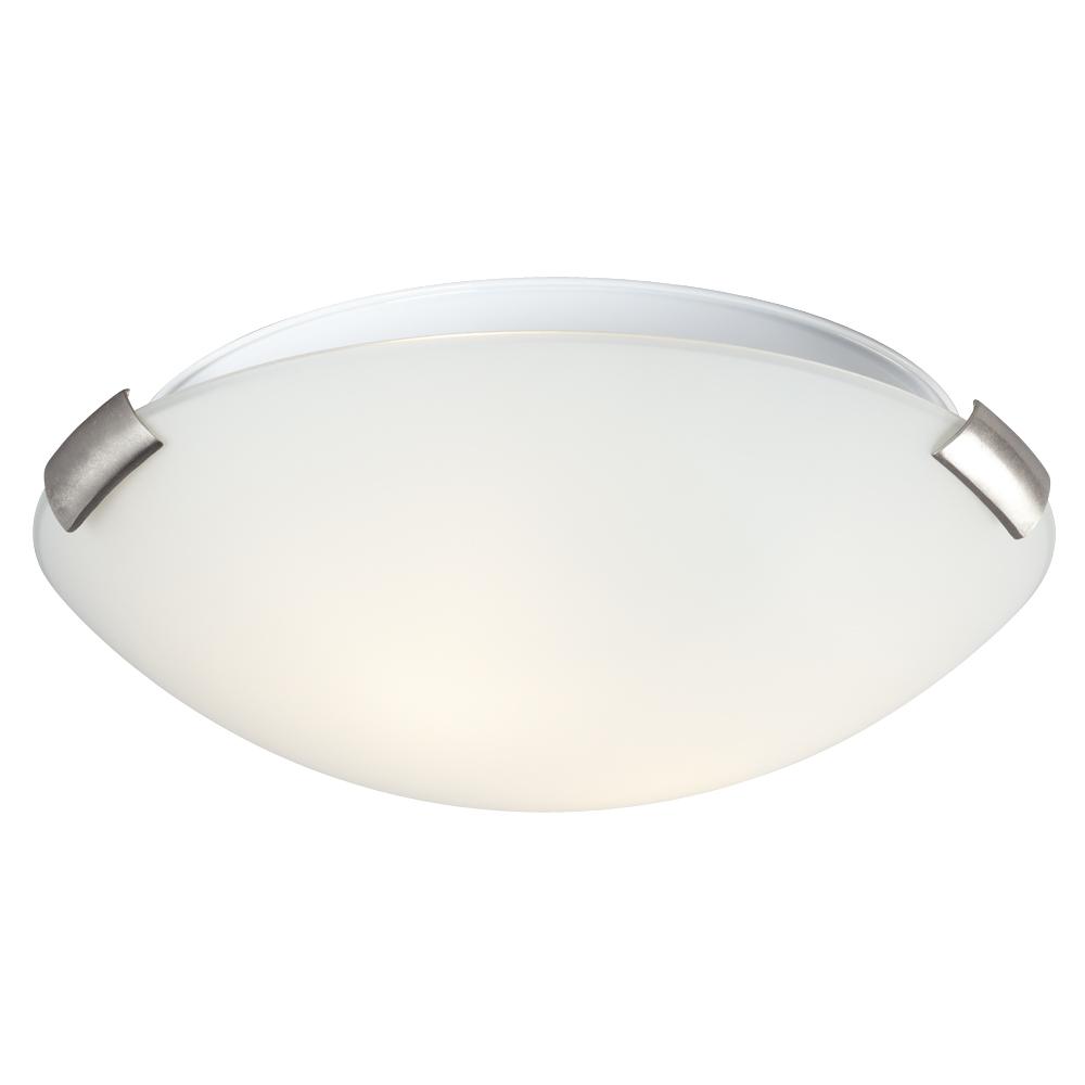 12&#34; Flush Mount Ceiling Light - Brushed Nickel Clips with White Glass