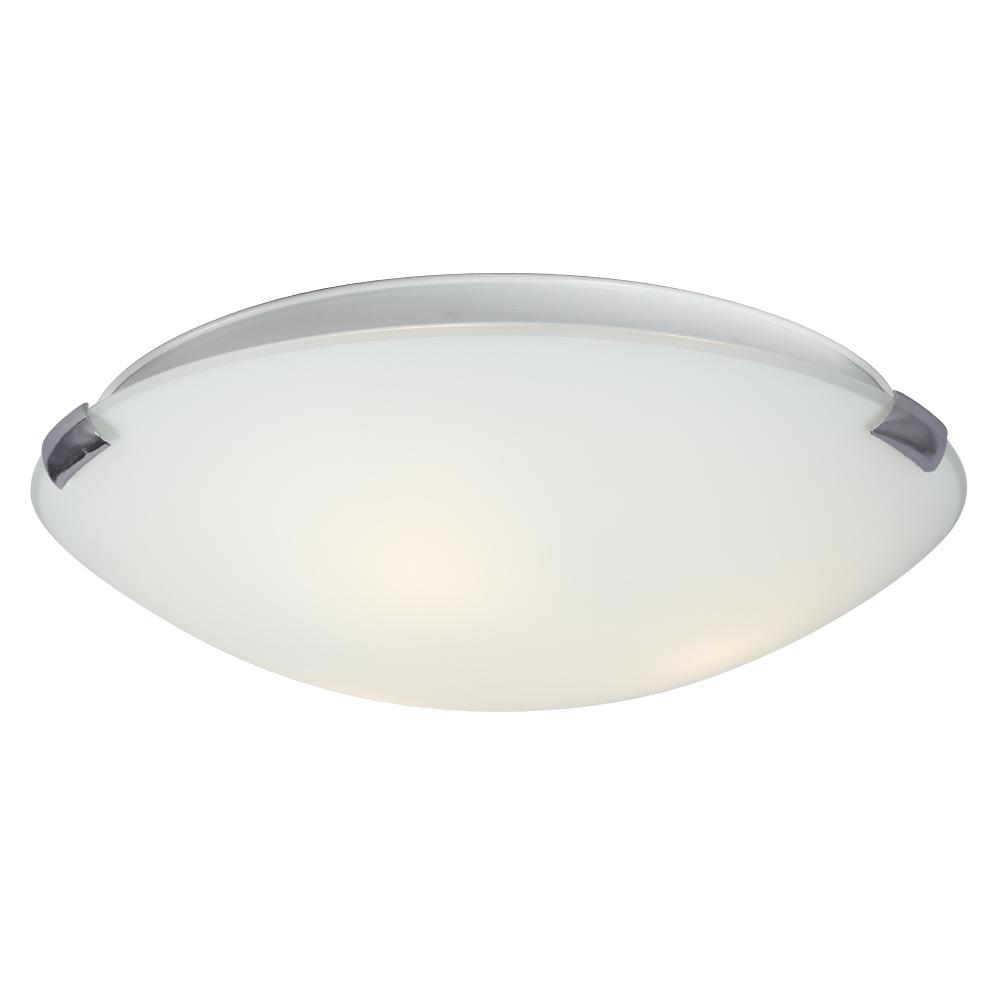 16&#34; Flush Mount Ceiling Light - Chrome Clips with White Glass