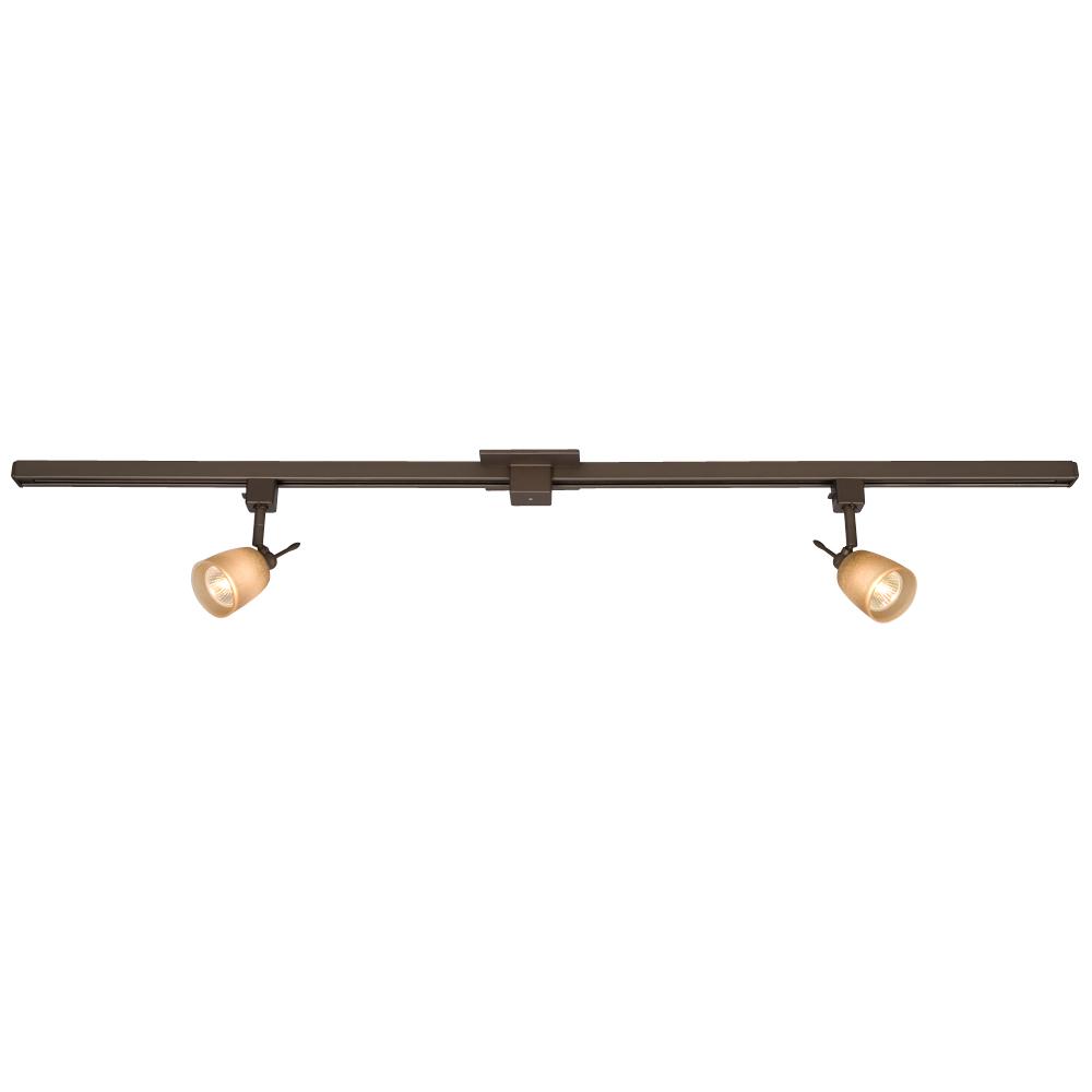 4&#39; Two Light Halogen Track Kit - Bronze w/ Tea Stain Glass