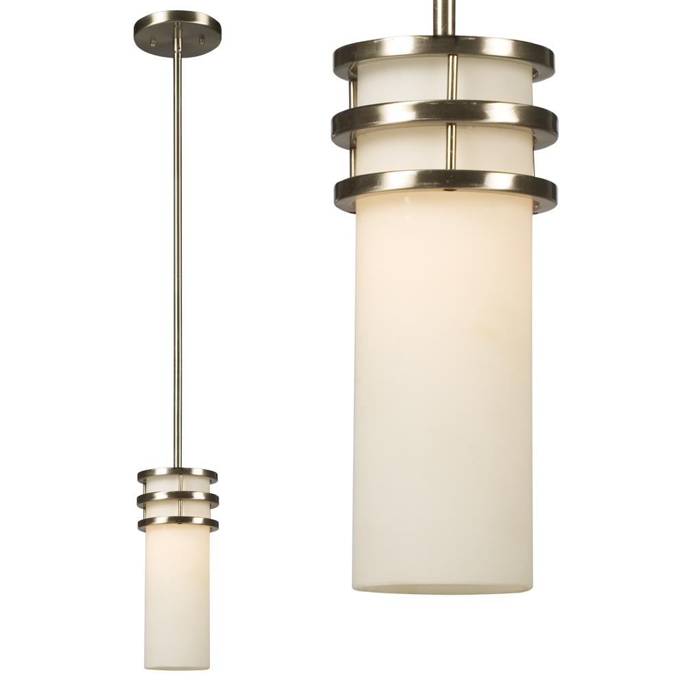 Mini Pendant w/6&#34;,12&#34;,18&#34; Extension Rods - Brushed Nickel with Frosted White Glass