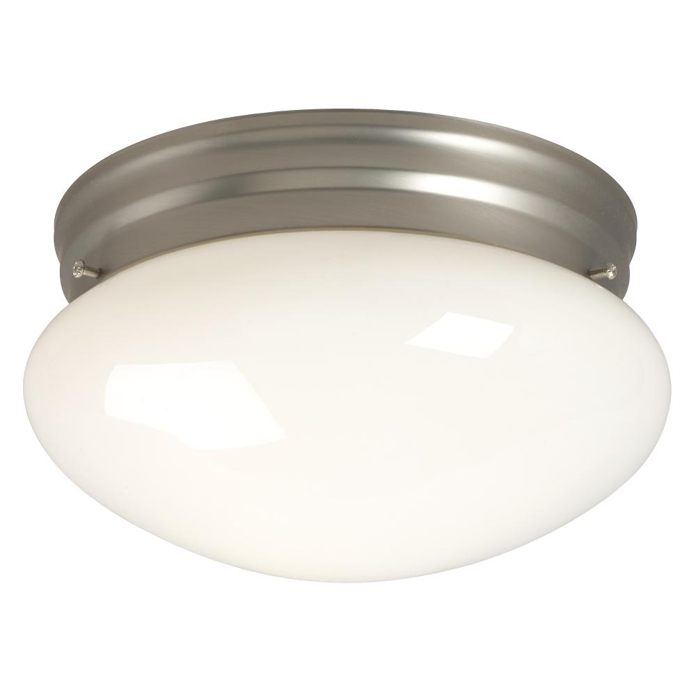 Utility Flush Mount - Pewter w/ White Glass