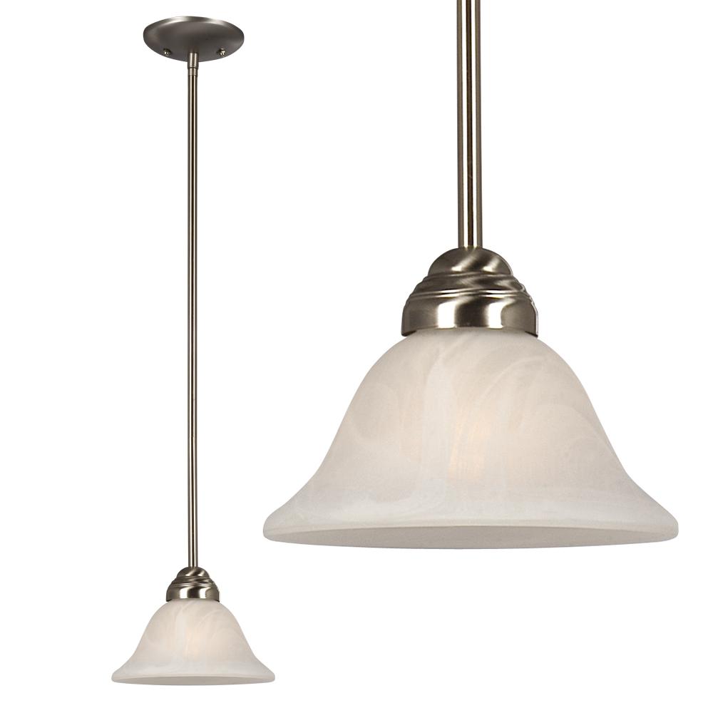 Mini Pendant w/6&#34;,12&#34;,18&#34; Extension Rods - Brushed Nickel w/ Marbled Glass