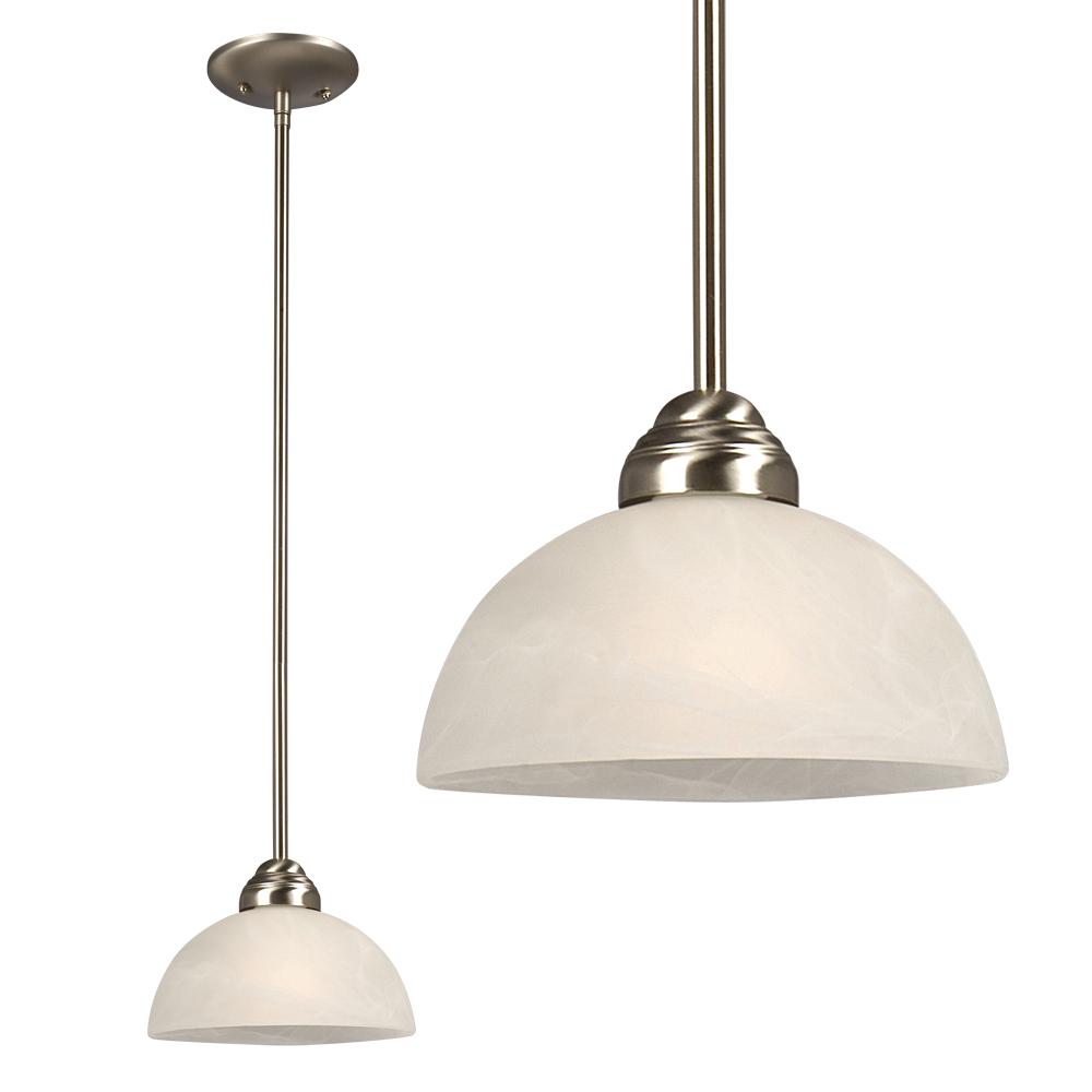 Mini Pendant w/6&#34;,12&#34;,18&#34; Extension Rods - Brushed Nickel w/ Marbled Glass