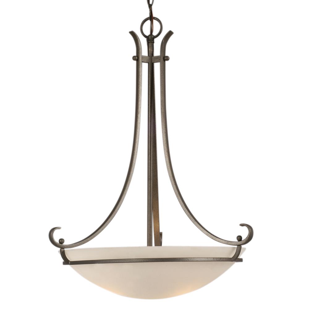 Pendant - Iron w/ Satin White Glass