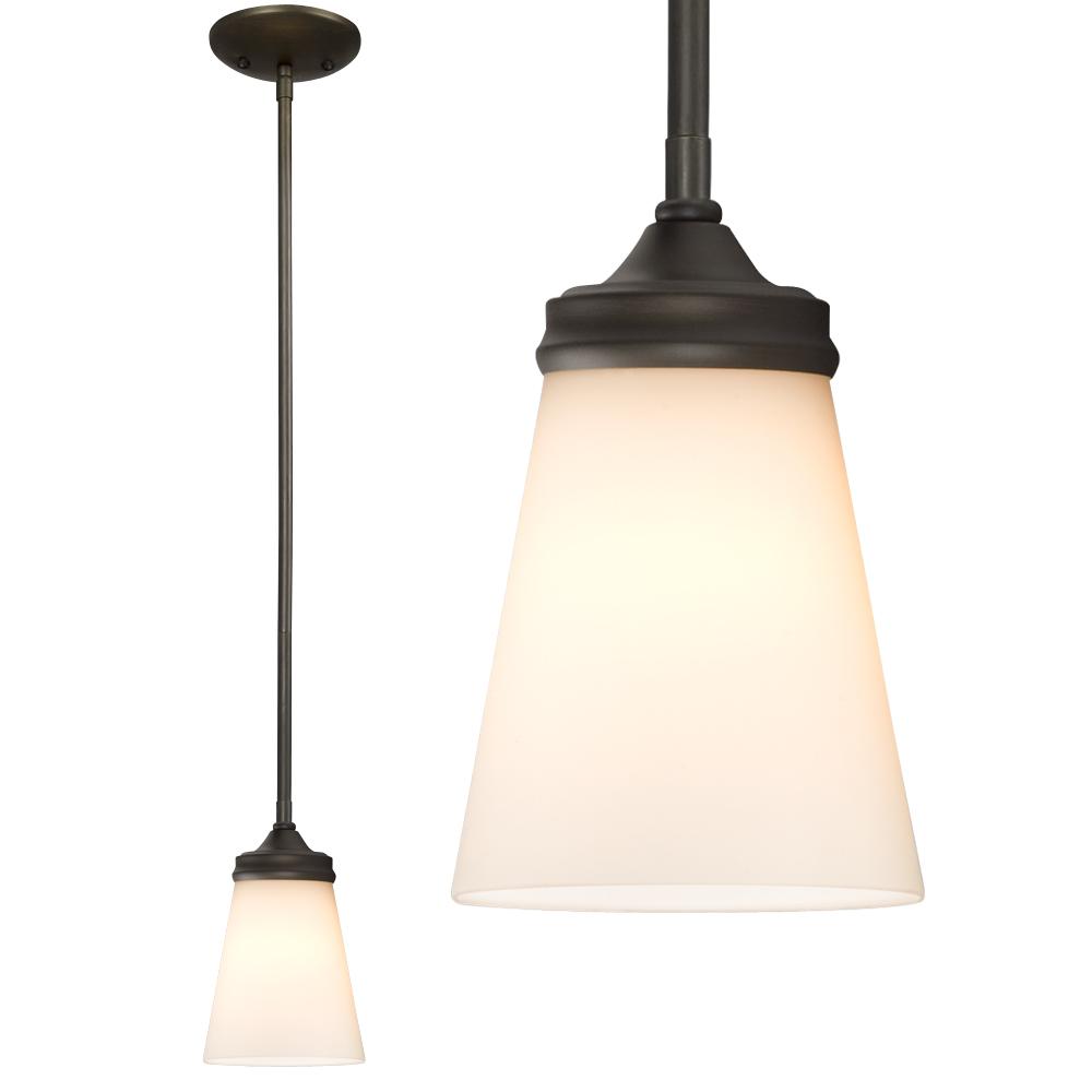 Mini Pendant w/6&#34;,12&#34;,18&#34; Extension Rods - Oil Rubbed Bronze with White Glass