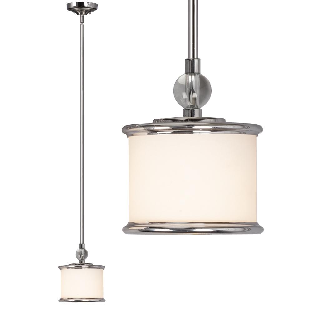 Mini-Pendant with 6&#34;,12&#34;,18&#34; Extension Rods - Polished Chrome with White Glass