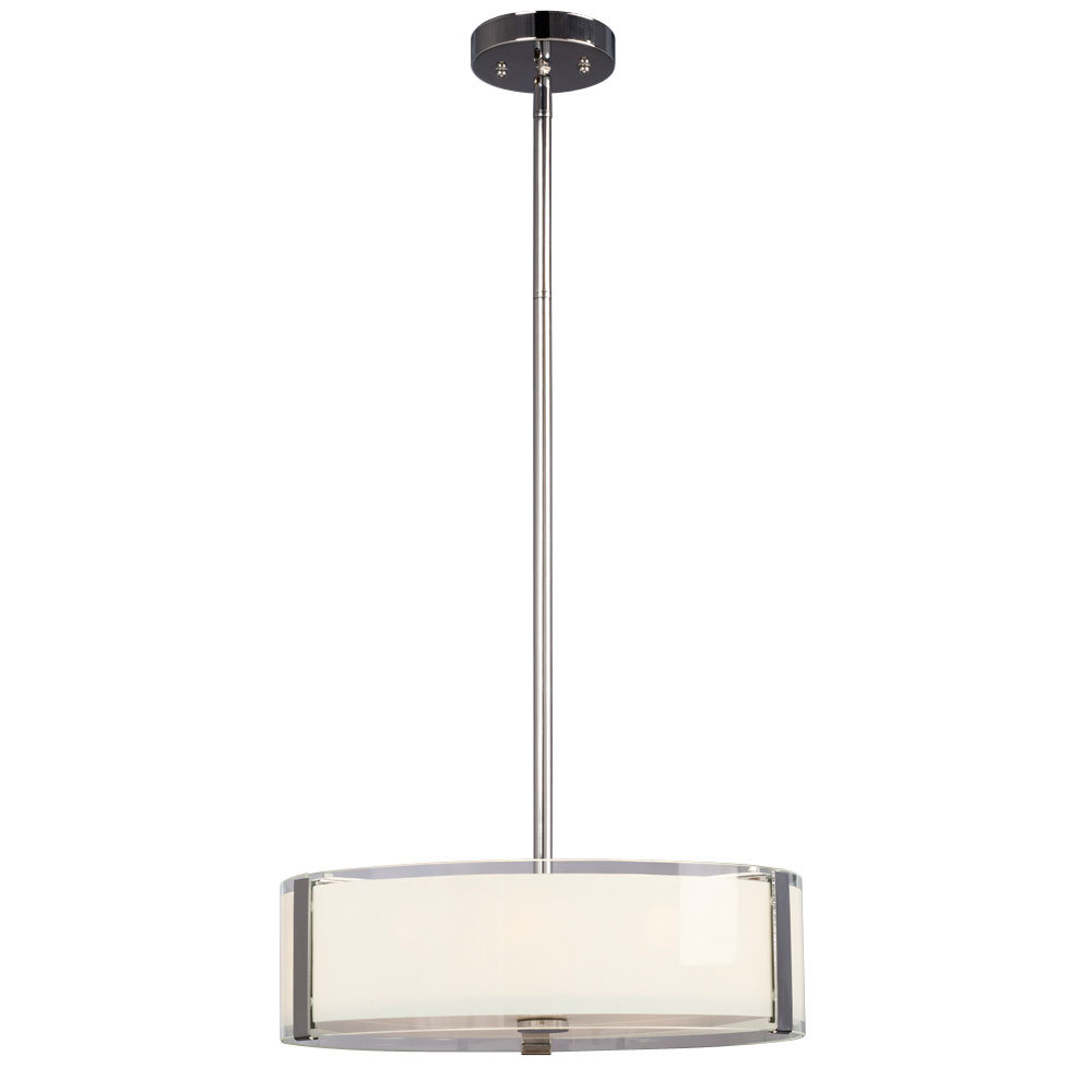 4-Light Pendant - Polished Chrome with White Opal/Clear Glass (incl. 6&#34;, 12&#34; & 18&#34; Exten