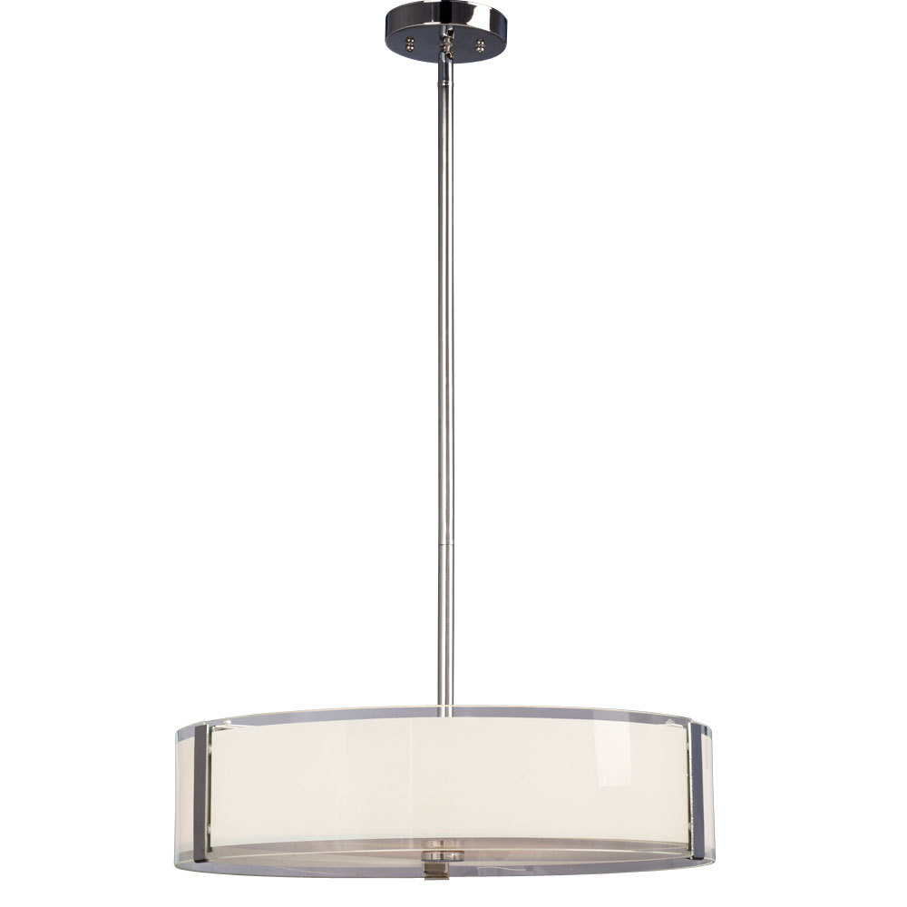 4-Light Pendant - Polished Chrome with White Opal/Clear Glass (incl. 6&#34;, 12&#34; & 18&#34; Exten