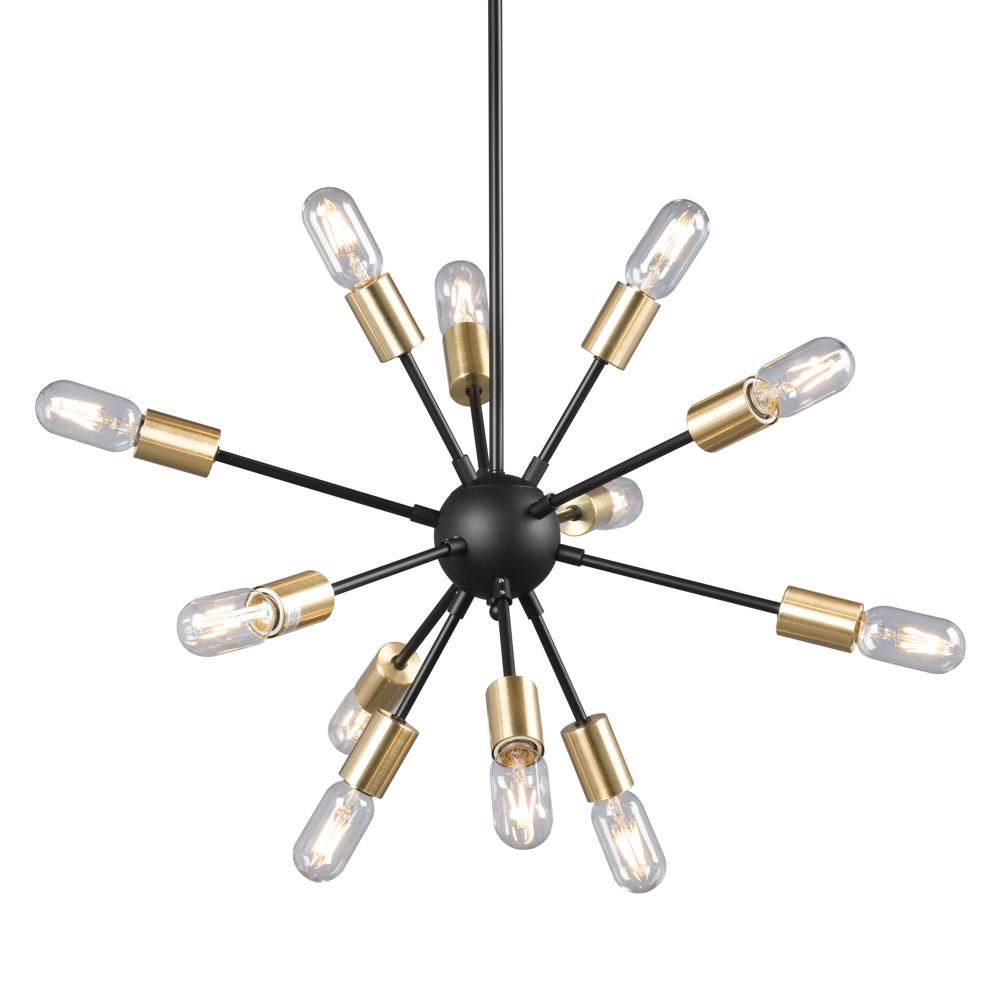 12-L Pendant BK/GD w/6&#34;, 12&#34; & 18&#34; Ext. Rods