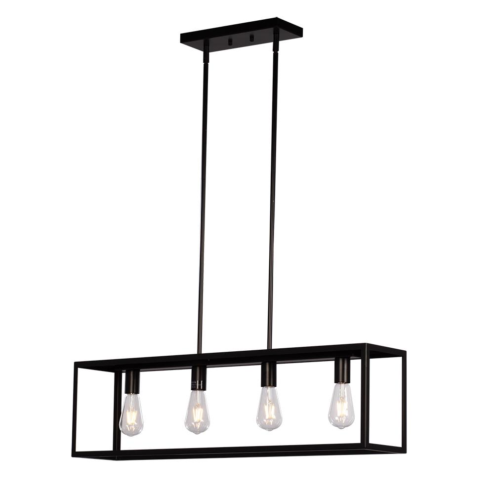 4L Linear Pendant BK with 6&#34;,12&#34; & 18&#34; Ext. Rods and Swivel