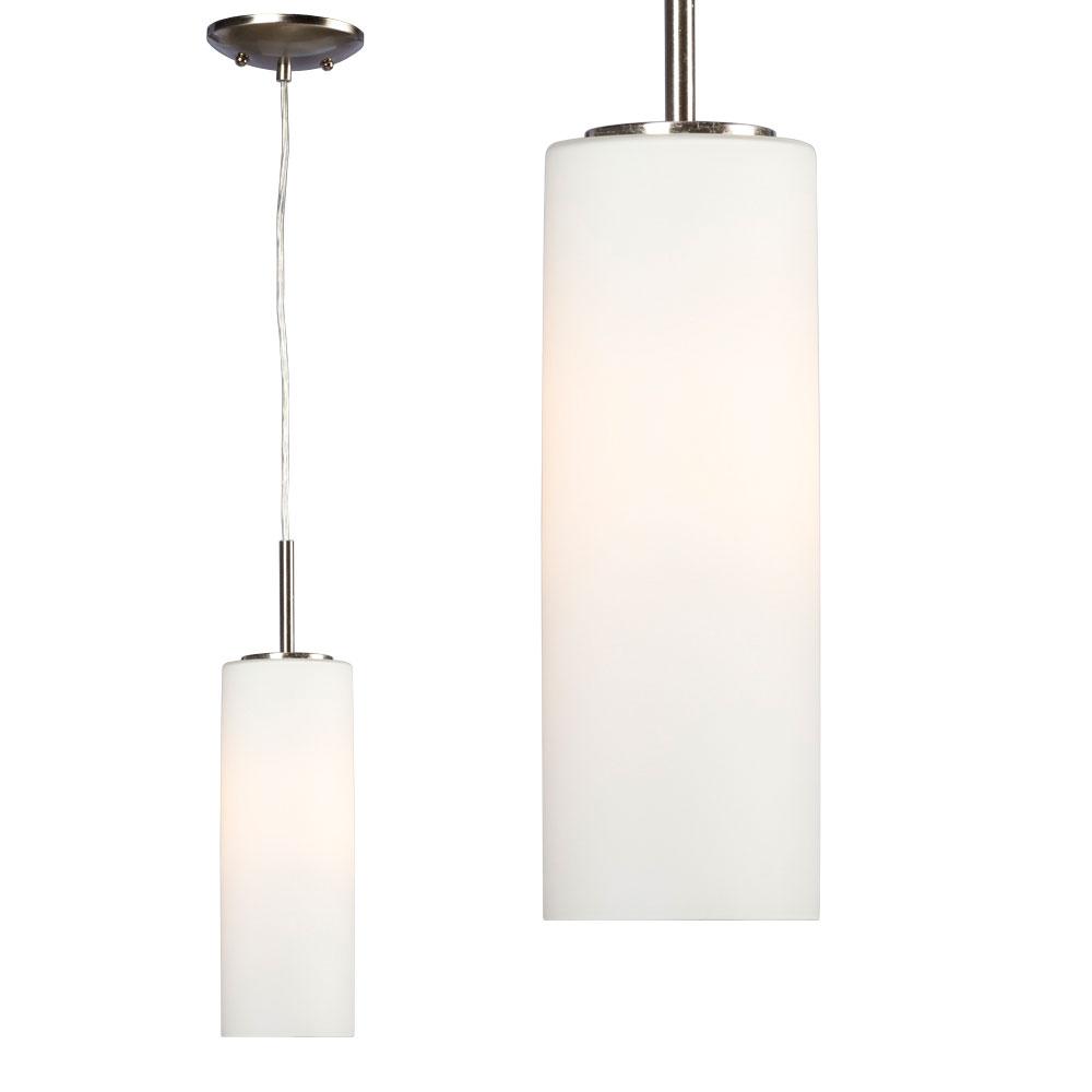 Mini-Pendant - Brushed Nickel with Satin White Glass