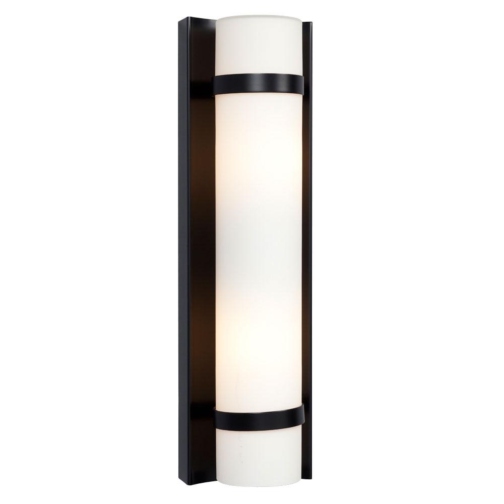 Wall Sconce - in Black finish with Satin White Glass (Suitable for Indoor or Outdoor Use)