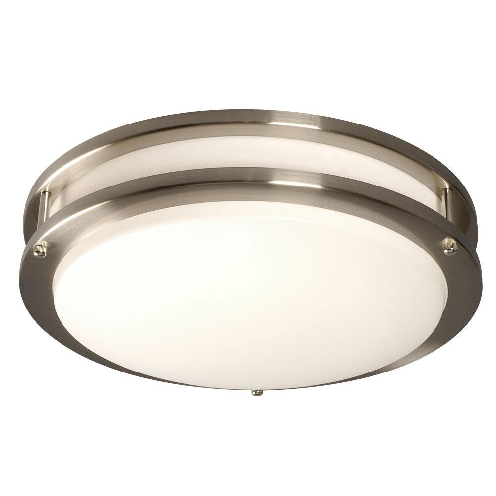 LED Flush Mount Ceiling Light - in Brushed Nickel finish with White Acrylic Lens